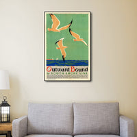 12" x 18" Birds Over Lake Michigan c1929 Vintage Travel Poster Wall Art