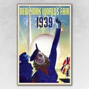 24" x 36" New York 1939 World's Fair Vintage Travel Poster Wall Art
