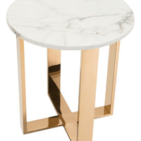 Atlas End Table White &amp; Gold