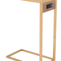 Gold and Brown Sliding Side Table
