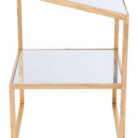 Planes Side Table Gold &amp; Mirror