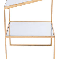 Planes Side Table Gold &amp; Mirror