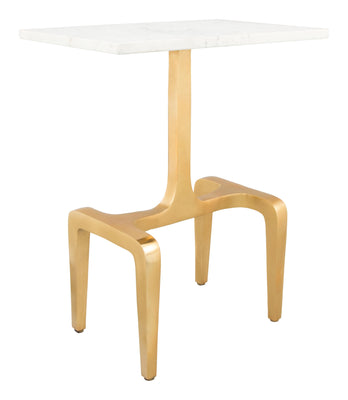 Clement Marble Side Table White & Gold