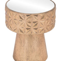 Petite Tribal Gold Mirror Side Table