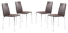 Set of Four Brown Faux Leather and Steel Standard Stackable Dining or Accent Chairs