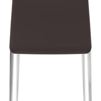 Set of Four Brown Faux Leather and Steel Standard Stackable Dining or Accent Chairs