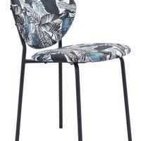 Clyde Dining Chair (Set of 2) Leaf Print &amp; Black