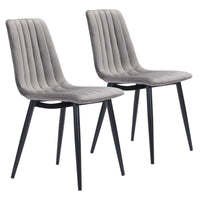 Set of Two Gray Channel Scoop Dining Chairs