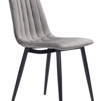 Set of Two Gray Channel Scoop Dining Chairs