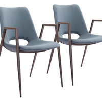 Set of Two Gray Retro Modern Funk Dining Chairs