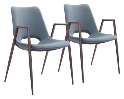 Set of Two Gray Retro Modern Funk Dining Chairs