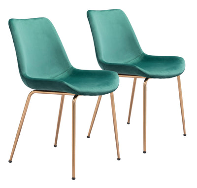 Tony Dining Chair (Set of 2) Green & Gold