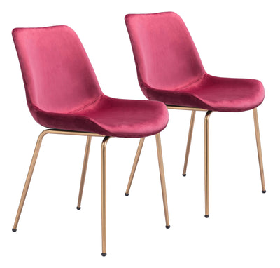 Tony Dining Chair (Set of 2) Red & Gold