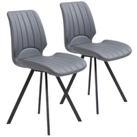 Set of Two Patterned Gray Dining Chairs