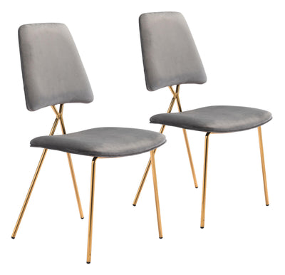 Chloe Dining Chair (Set of 2) Gray & Gold