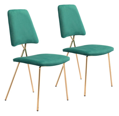 Chloe Dining Chair (Set of 2) Green & Gold
