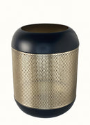 8" Modern Black and Gold Metal Hurricane Candle Holder