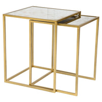 Set of Two White and Gold Nesting Tables