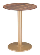 Walnut and Gold Pedestal Bistro Table