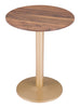 Walnut and Gold Pedestal Bistro Table