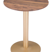 Walnut and Gold Pedestal Bistro Table