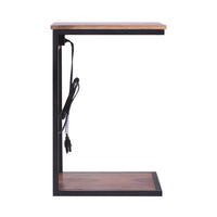 Modern Dark Wood End or Side Table with USB
