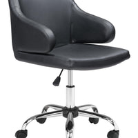 Black Mid Century Mod Faux Leather Office Chair