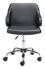 Black Mid Century Mod Faux Leather Office Chair