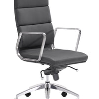 Chrome and Black Faux Leather Leather High Back Office Chair