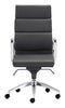 Chrome and Black Faux Leather Leather High Back Office Chair