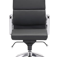 Chrome and Black Faux Leather Leather High Back Office Chair