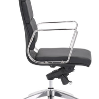 Chrome and Black Faux Leather Leather High Back Office Chair