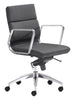 Chrome and Black Faux Leather Leather Low Back Office Chair