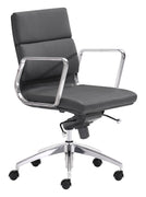 Chrome and Black Faux Leather Leather Low Back Office Chair