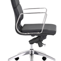 Chrome and Black Faux Leather Leather Low Back Office Chair