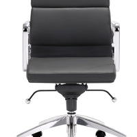 Chrome and Black Faux Leather Leather Low Back Office Chair