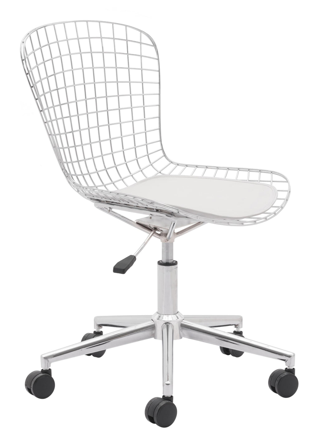 Chrome Wire Grid White Cushion Desk Chair