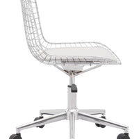 Chrome Wire Grid White Cushion Desk Chair