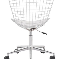 Chrome Wire Grid White Cushion Desk Chair