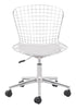 Chrome Wire Grid White Cushion Desk Chair