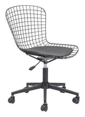 Black Wire Grid and Cushion Desk Chair