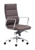 Chrome and White Faux Leather Leather High Back Office Chair