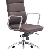 Chrome and White Faux Leather Leather High Back Office Chair