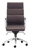 Chrome and White Faux Leather Leather High Back Office Chair