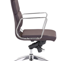 Chrome and White Faux Leather Leather High Back Office Chair