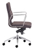 Chrome and Brown Faux Leather Leather Low Back Office Chair