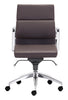 Chrome and Brown Faux Leather Leather Low Back Office Chair