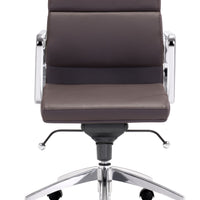 Chrome and Brown Faux Leather Leather Low Back Office Chair