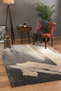 5’ x 8’ Gray and Tan Abstract Stroke Area Rug