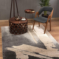 7’ x 10’ Gray and Tan Abstract Stroke Area Rug